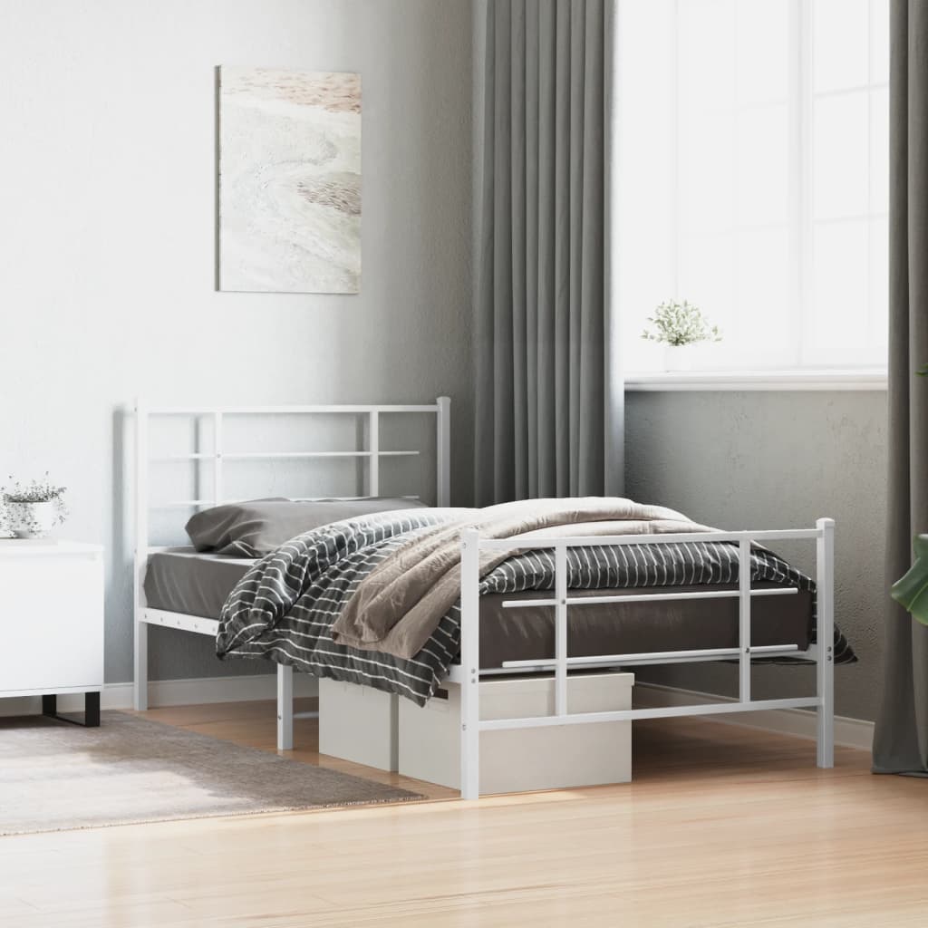 Vetonek Estructura cama sin colchón con estribo metal blanco 100x200 cm