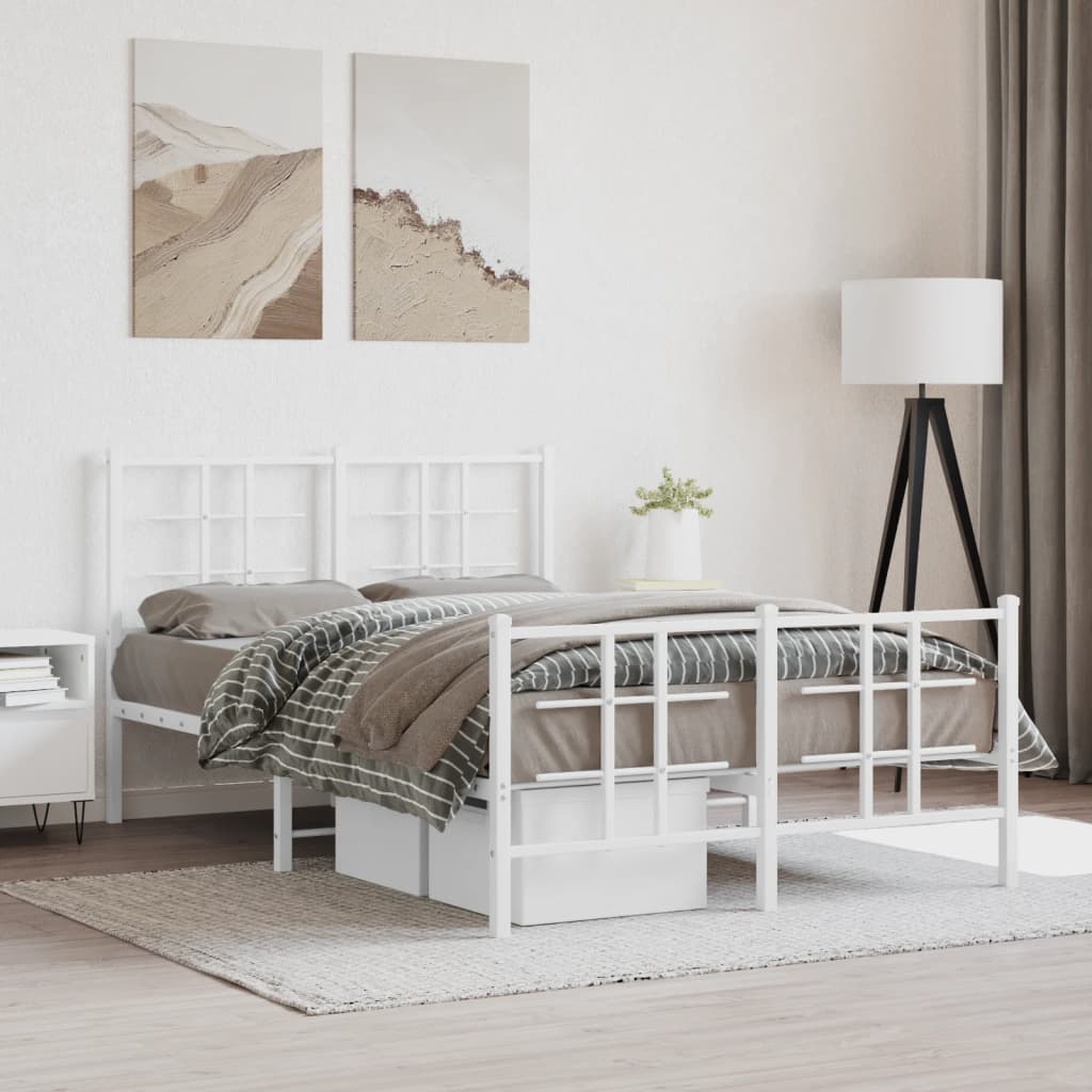 Vetonek Estructura cama sin colchón con estribo metal blanco 120x190 cm