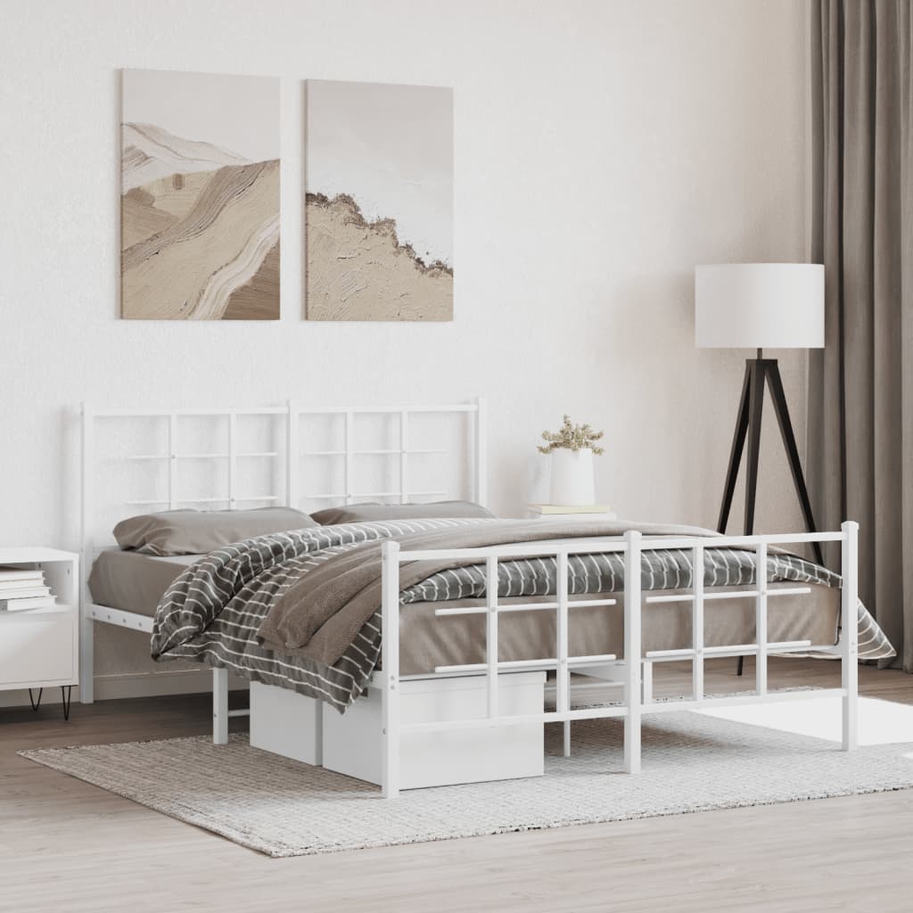 Vetonek Estructura cama sin colchón con estribo metal blanco 140x190 cm