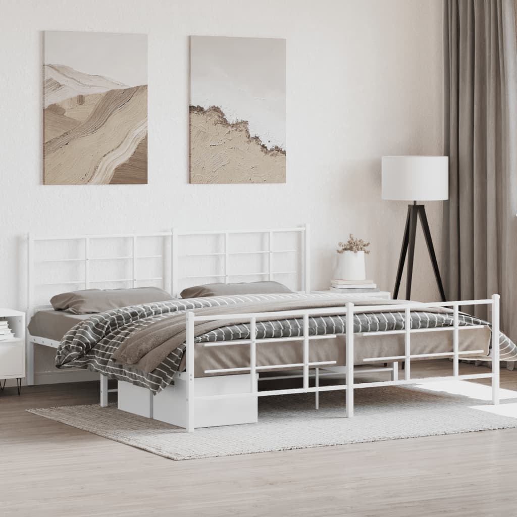 Vetonek Estructura cama sin colchón con estribo metal blanco 193x203 cm