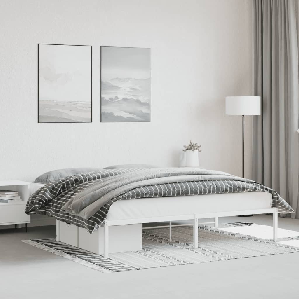 Vetonek Estructura de cama sin colchón metal blanco 183x213 cm