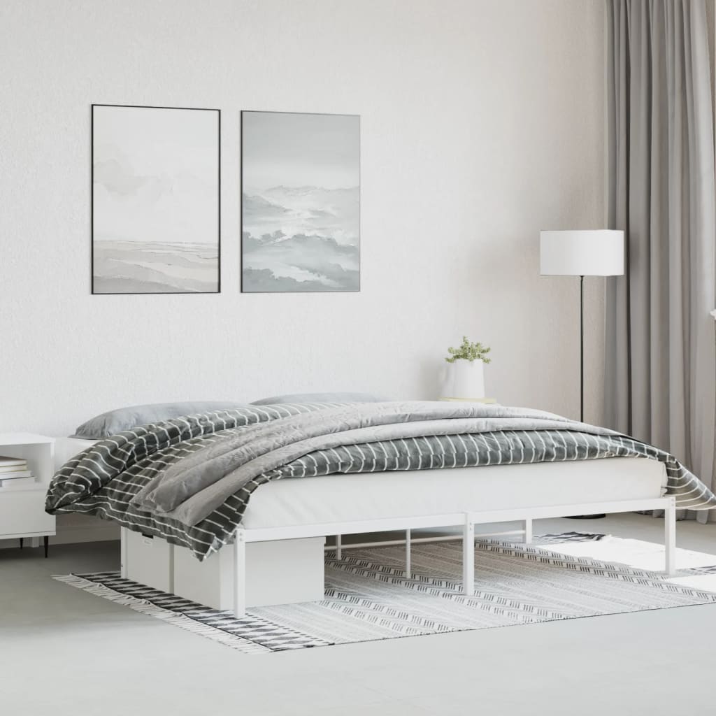 Vetonek Estructura de cama sin colchón metal blanco 193x203 cm