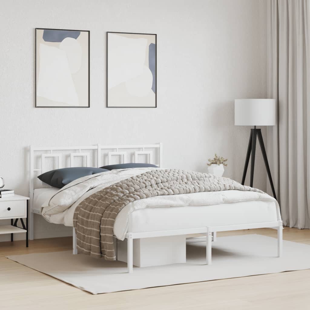 Vetonek Estructura cama sin colchón con cabecero metal blanco 135x190cm