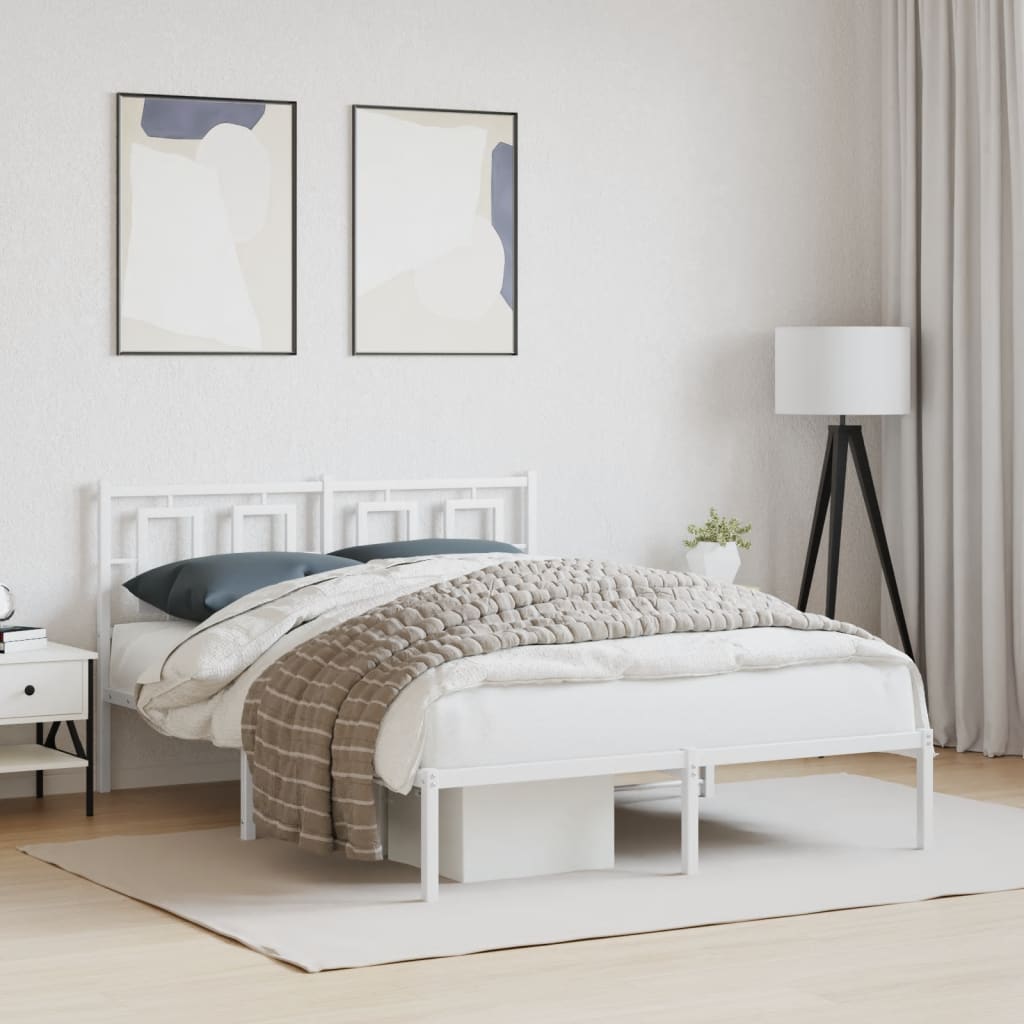 Vetonek Estructura cama sin colchón con cabecero metal blanco 140x190cm