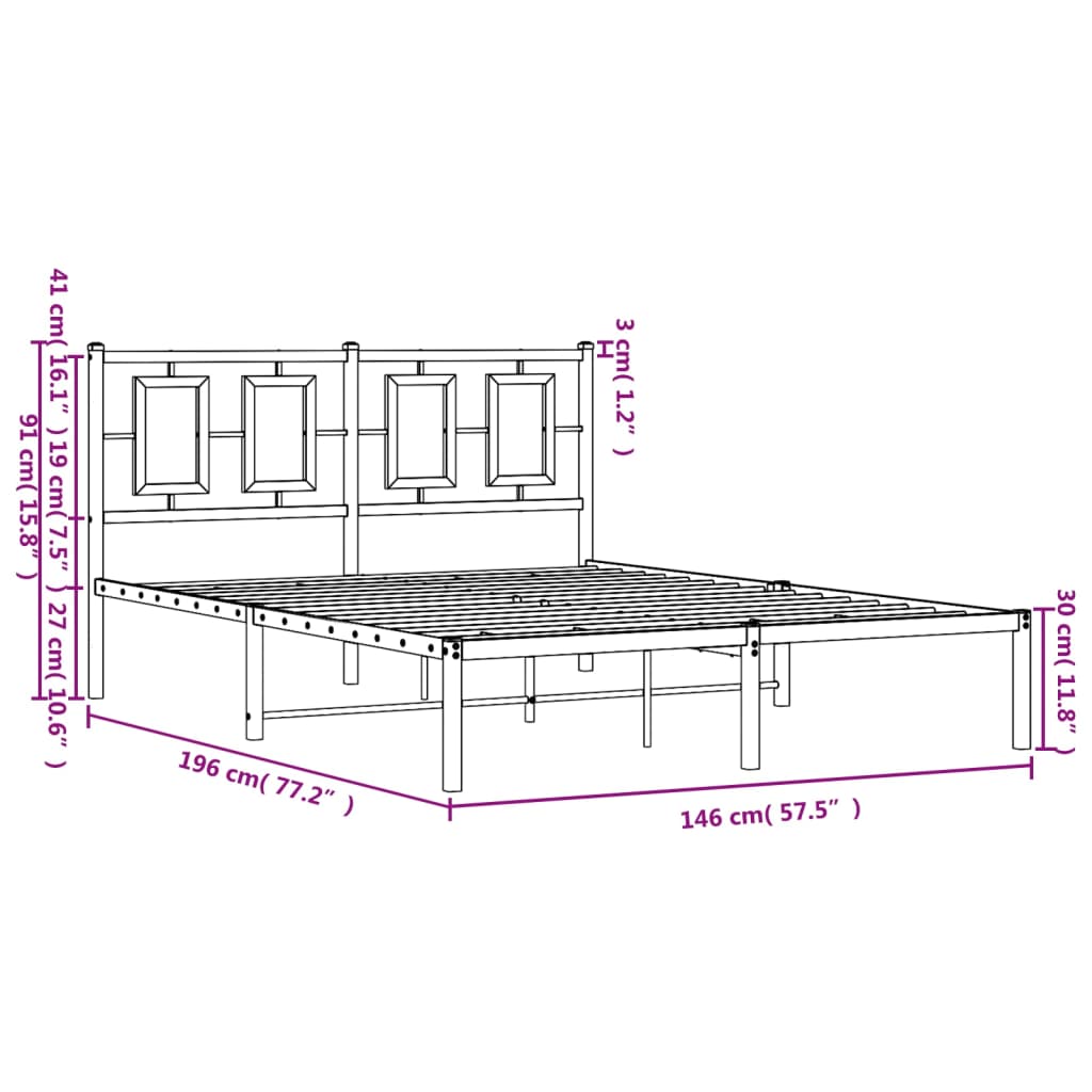 Letto senza materasso con testiera in metallo bianco 140x190 cm