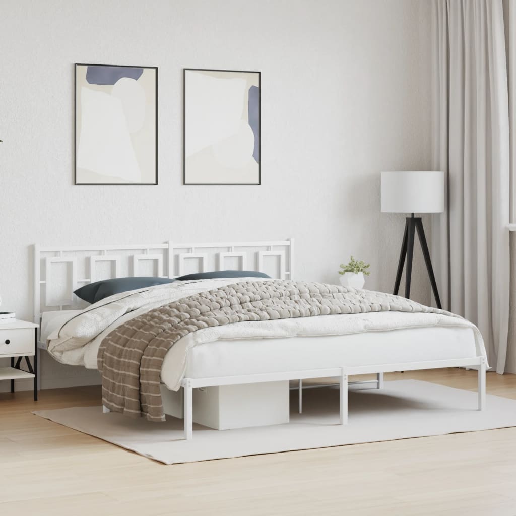 Vetonek Estructura cama sin colchón con cabecero metal blanco 183x213cm