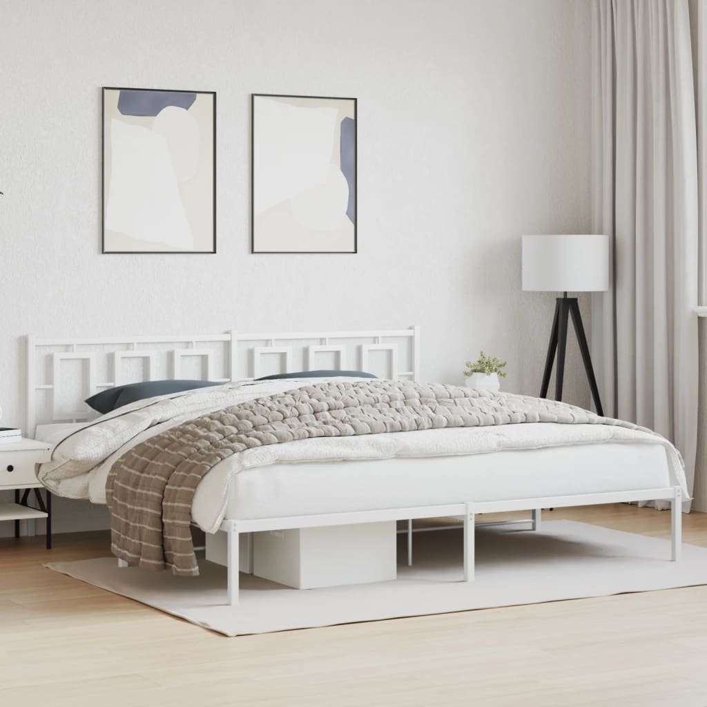 Vetonek Estructura cama sin colchón con cabecero metal blanco 193x203cm