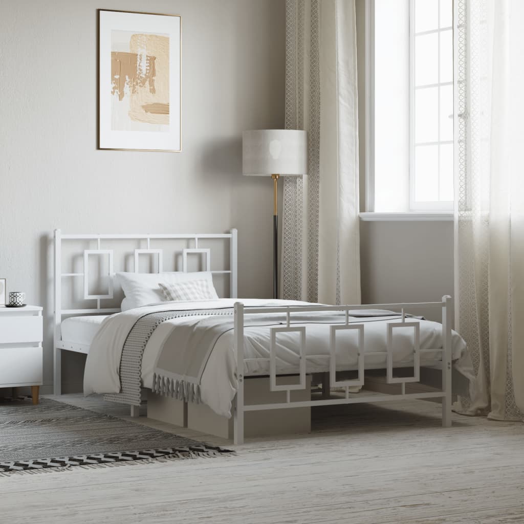 Vetonek Estructura cama sin colchón con estribo metal blanco 107x203 cm