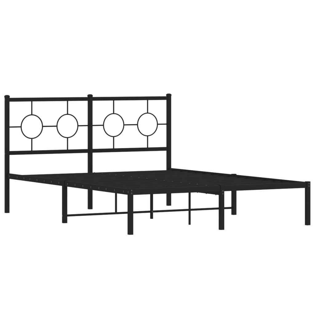 Estructura cama sin colchón con cabecero metal negro 135x190 cm