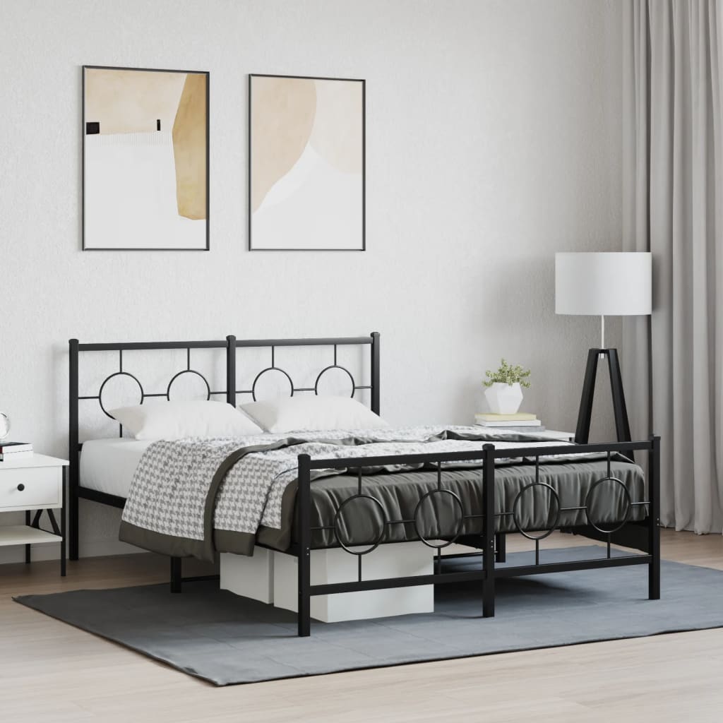 Vetonek Estructura cama sin colchón con estribo metal negro 135x190 cm