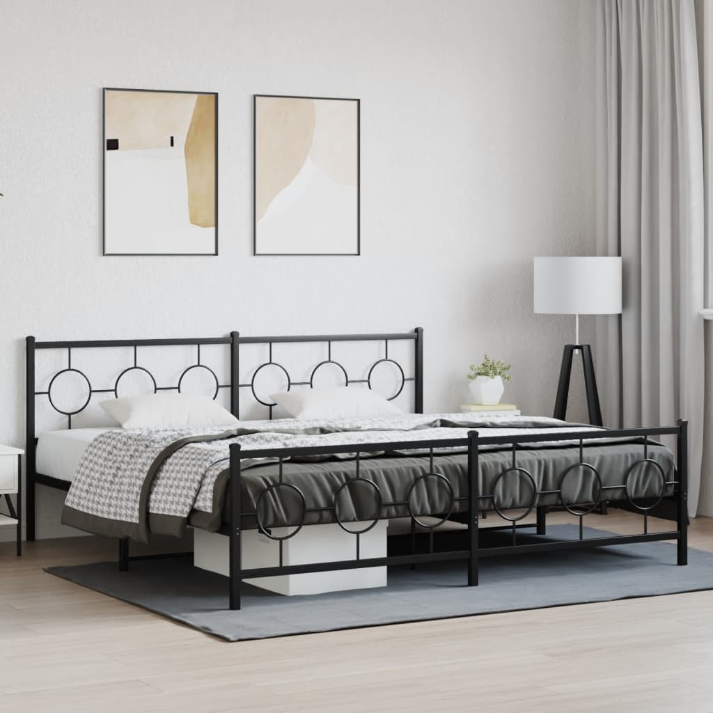 Vetonek Estructura cama sin colchón con estribo metal negro 193x203 cm