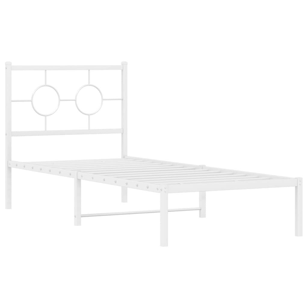 Estructura cama sin colchón con cabecero metal blanco 75x190 cm