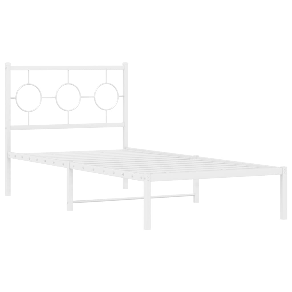 Cama sem colchão com cabeceira de metal branco 90x190 cm