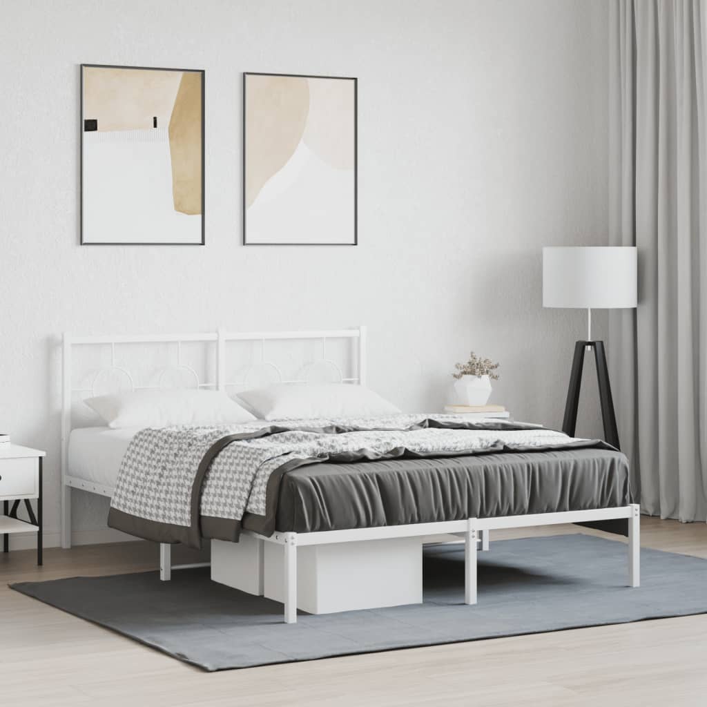 Vetonek Estructura cama sin colchón con cabecero metal blanco 135x190cm