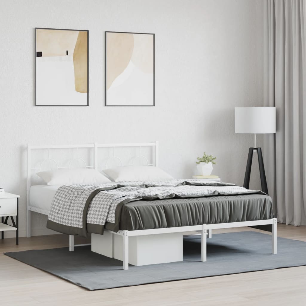 Vetonek Estructura cama sin colchón con cabecero metal blanco 140x190cm