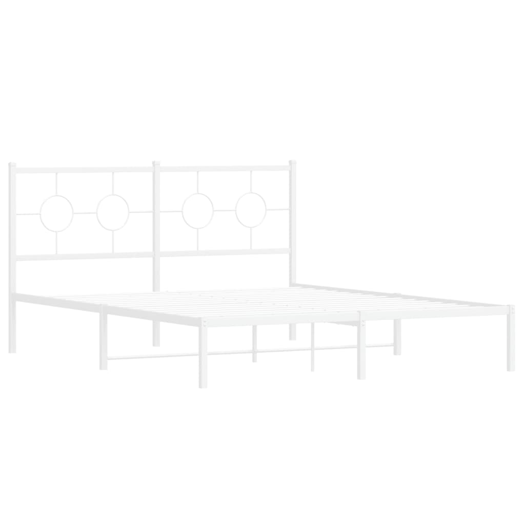 Letto senza materasso con testiera in metallo bianco 160x200 cm