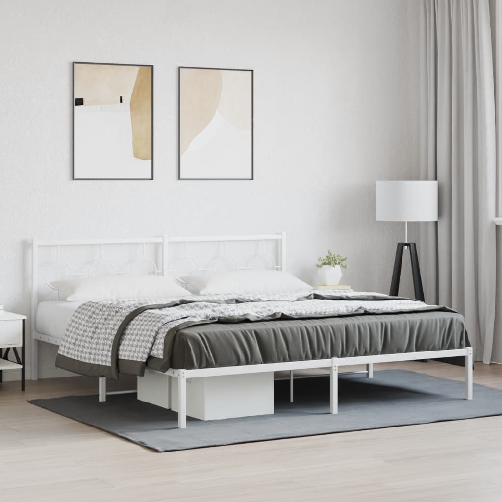 Vetonek Estructura cama sin colchón con cabecero metal blanco 183x213cm