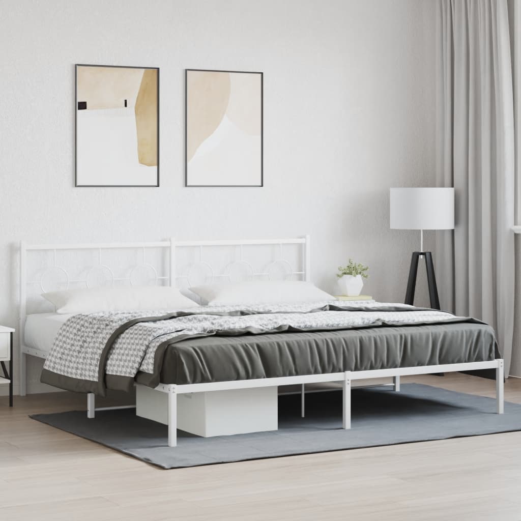 Vetonek Estructura cama sin colchón con cabecero metal blanco 193x203cm