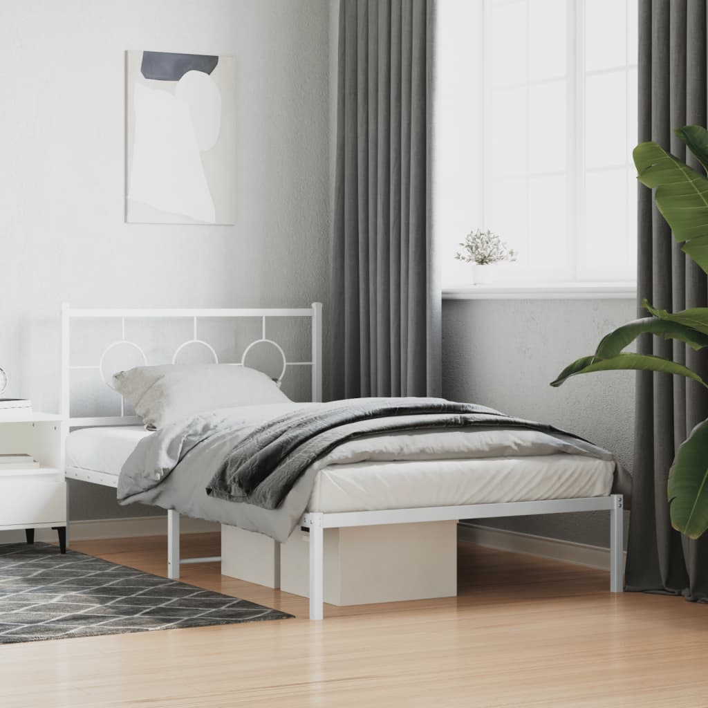 Vetonek Estructura cama sin colchón con estribo metal blanco 107x203 cm