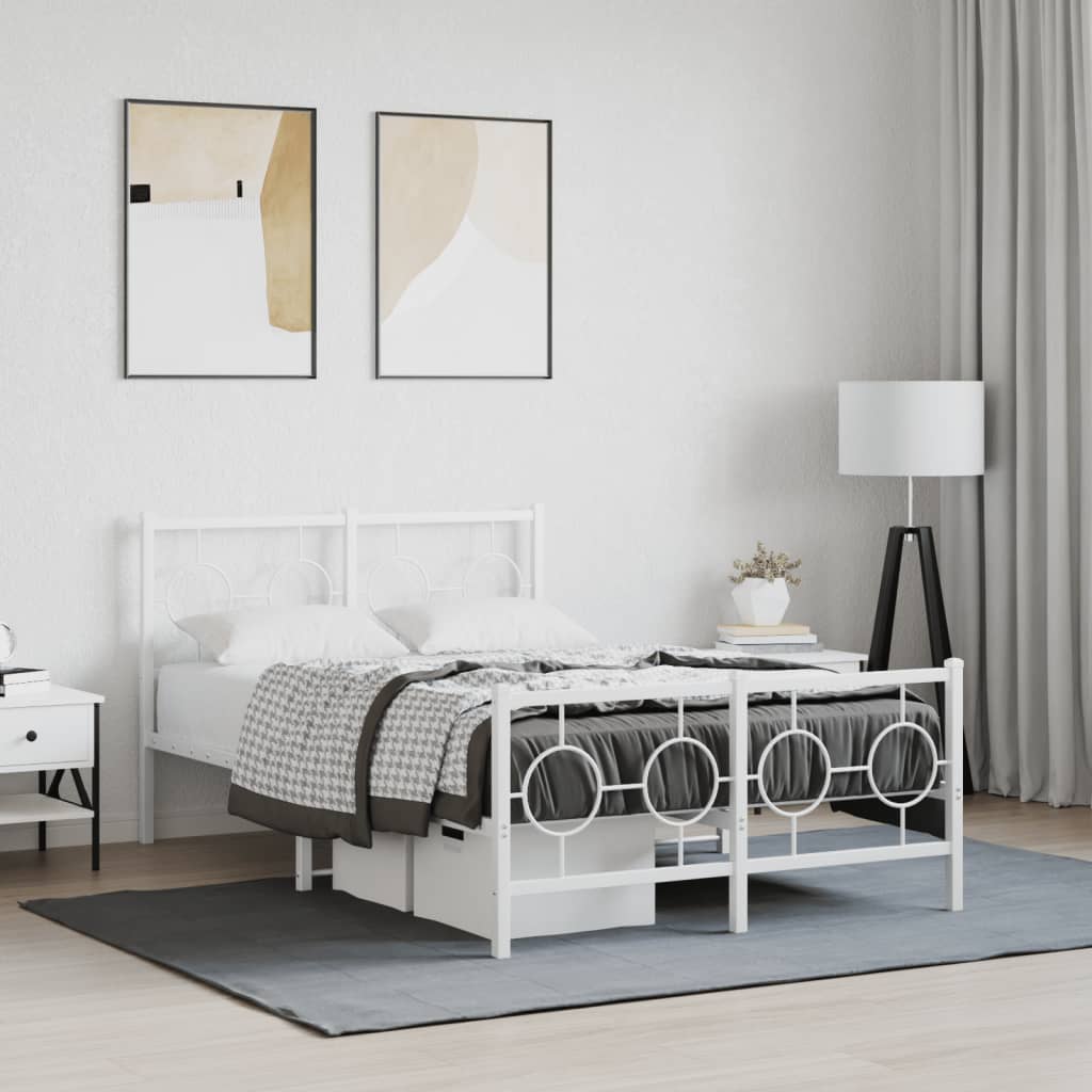 Vetonek Estructura cama sin colchón con estribo metal blanco 120x190 cm