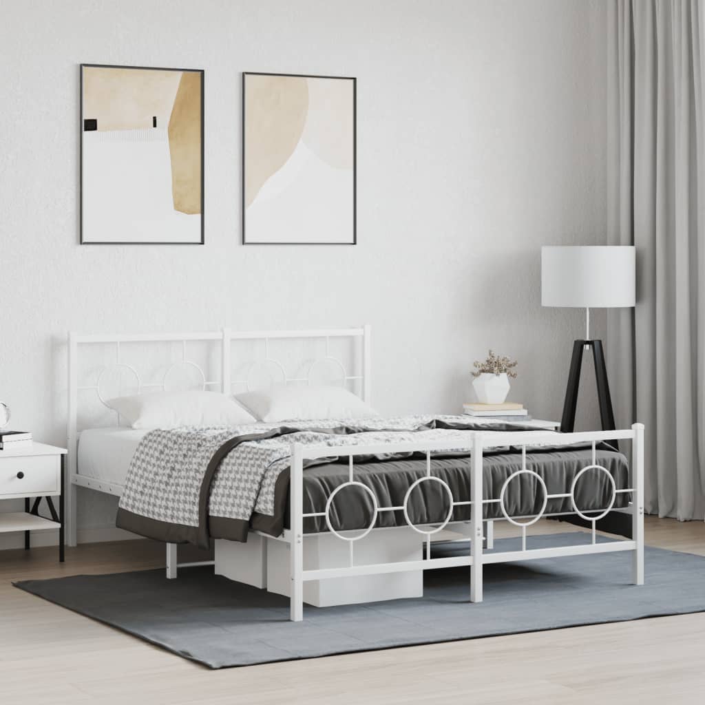 Vetonek Estructura cama sin colchón con estribo metal blanco 135x190 cm