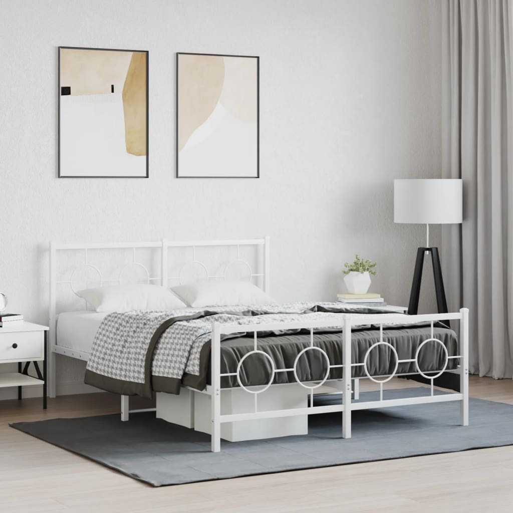 Vetonek Estructura cama sin colchón con estribo metal blanco 140x200 cm