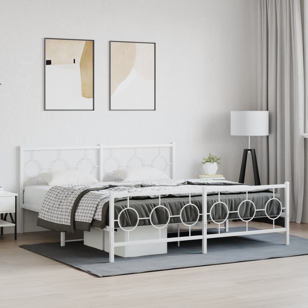 Vetonek Estructura cama sin colchón con estribo metal blanco 180x200 cm