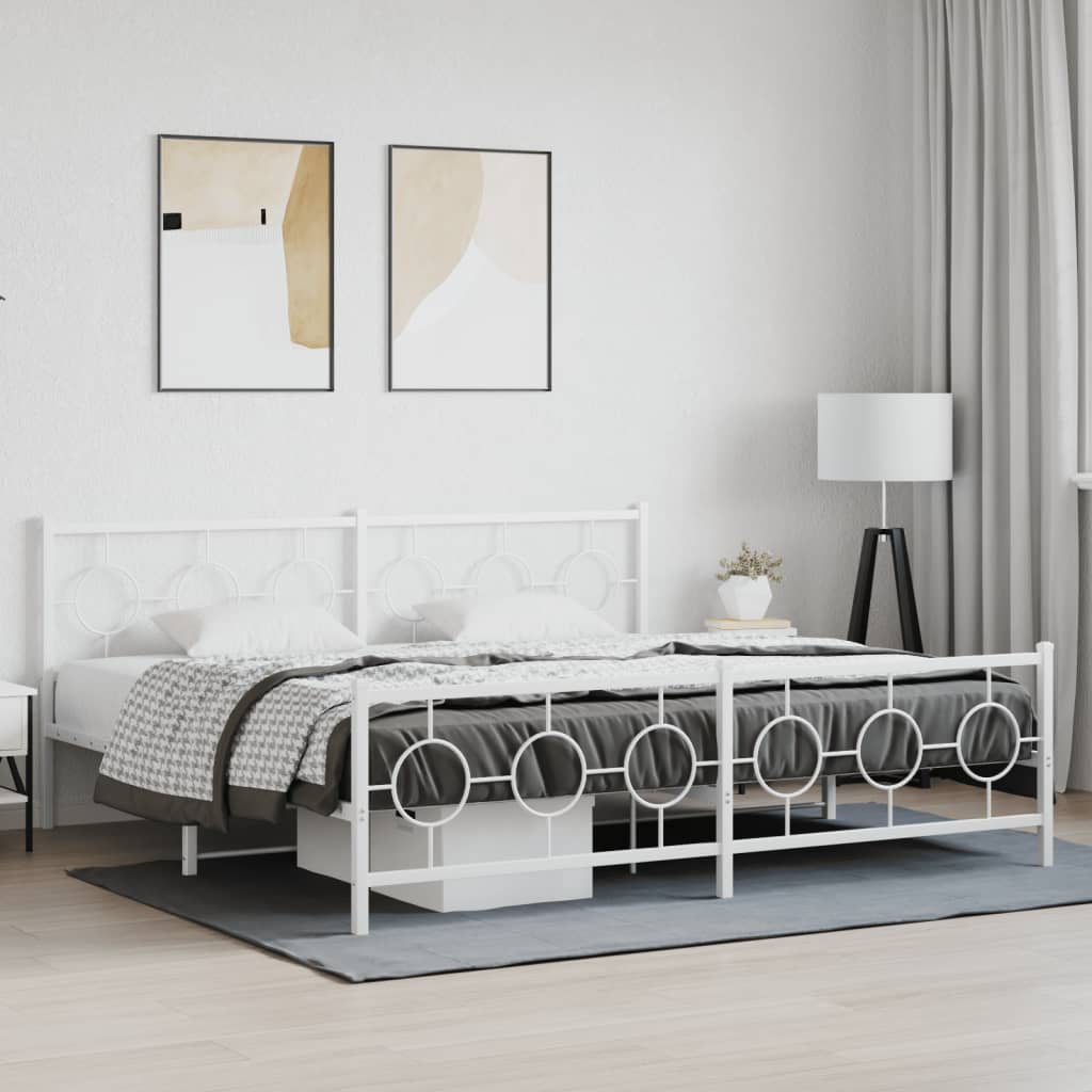 Vetonek Estructura cama sin colchón con estribo metal blanco 193x203 cm