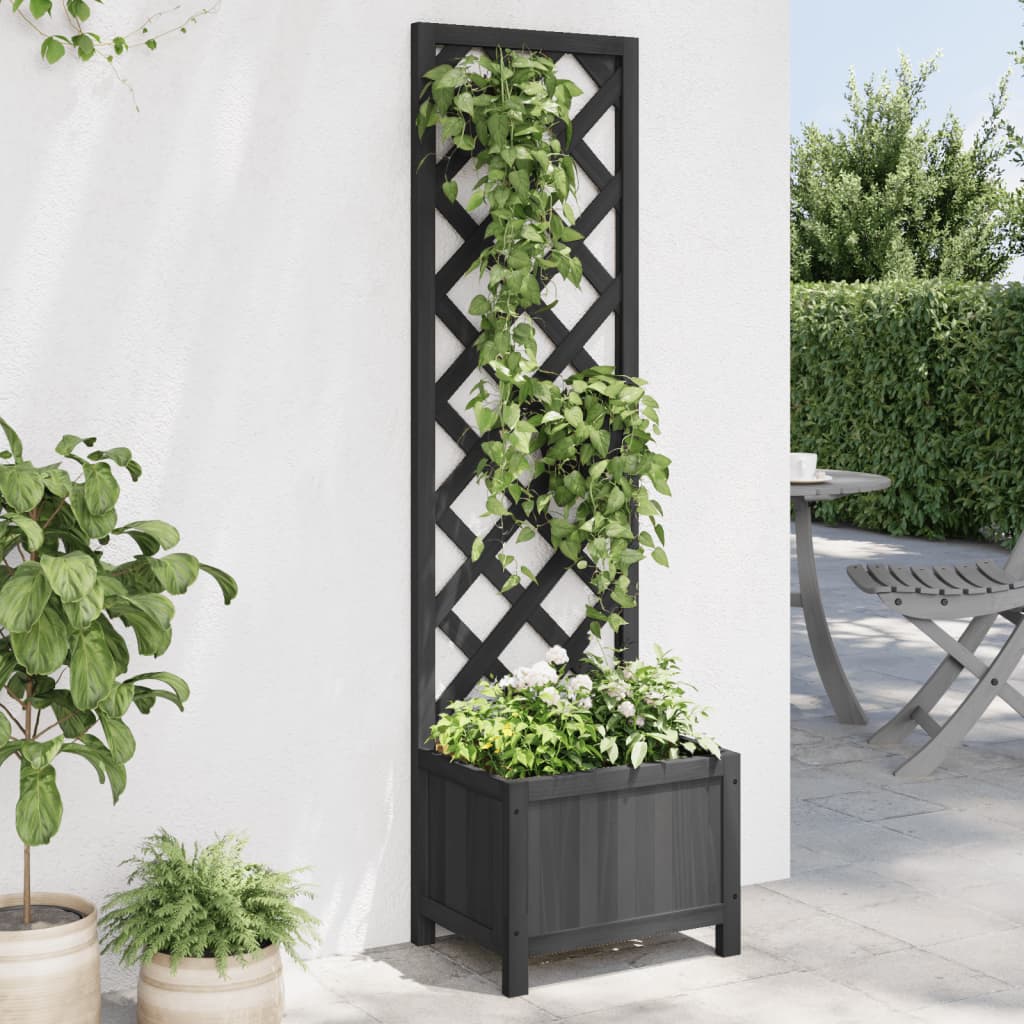 Jardinière avec treillis en bois d'épicéa noir massif v7322 Vetonek