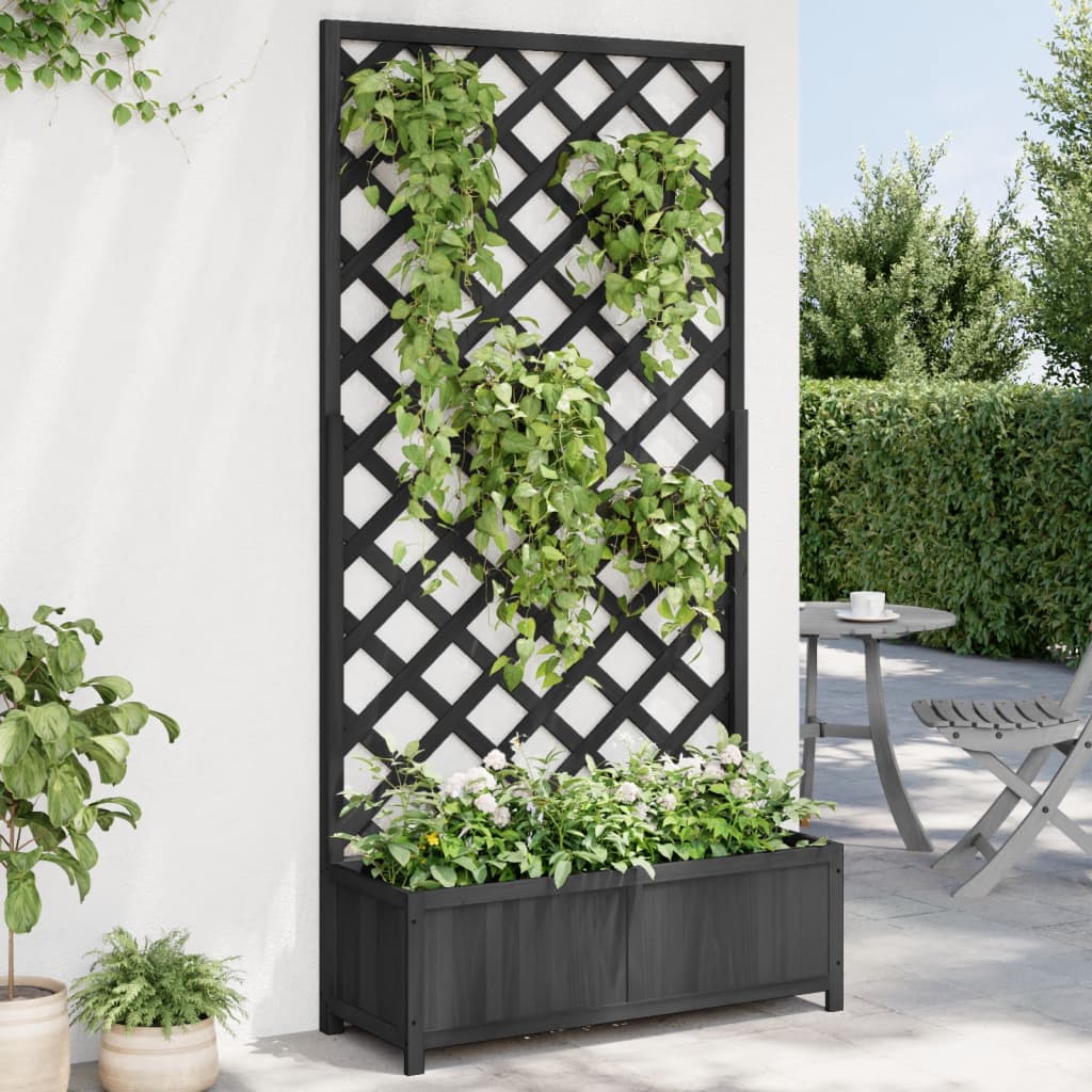 Jardinière avec treillis en bois d'épicéa noir massif v7353 Vetonek
