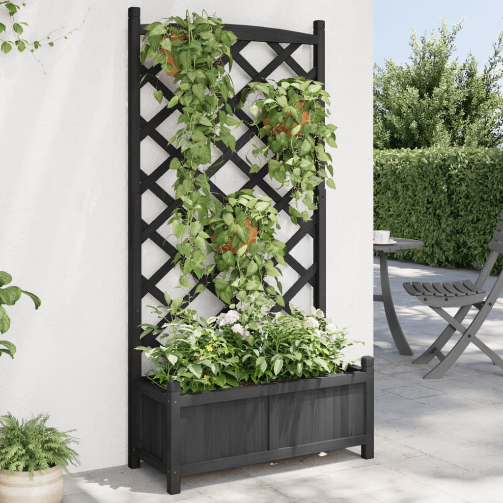 Jardinière avec treillis en bois d'épicéa noir massif v7445 Vetonek