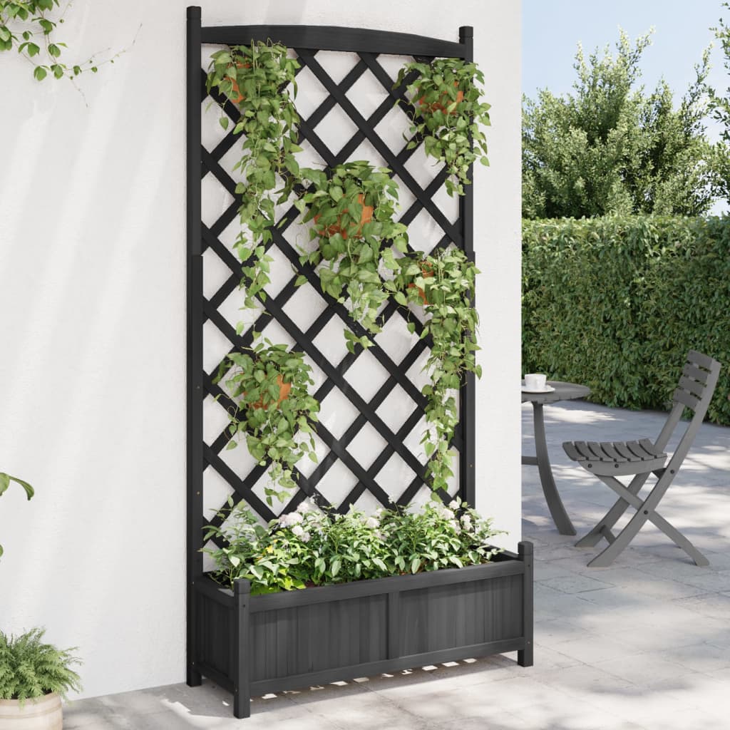 Jardinière avec treillis en bois d'épicéa noir massif v7476 Vetonek