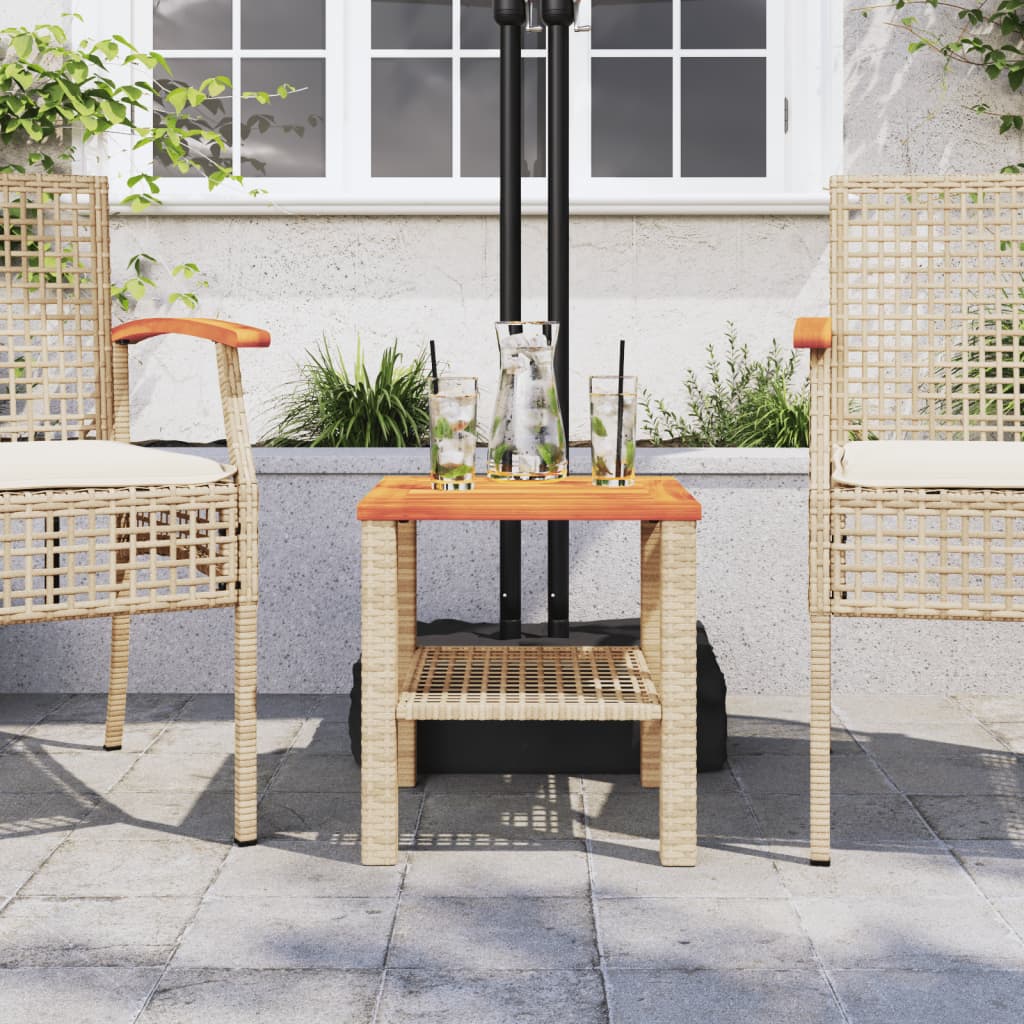 Table jardin synthétique jardin acacia beige 40x40x42 cm