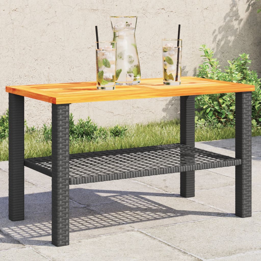 Black Black Wood Synthetic Gardan Table 70x38x42 cm