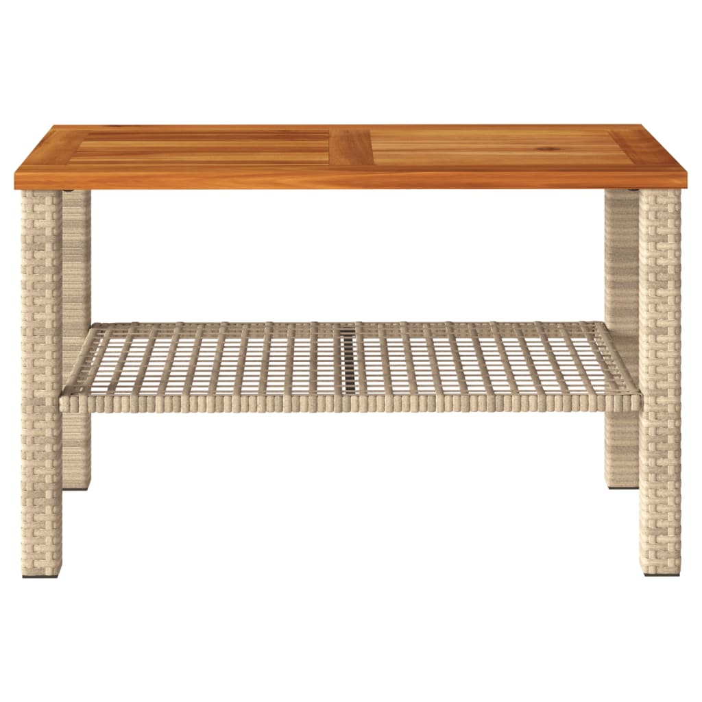 Mesa de jardín ratán sintético madera acacia beige 70x38x42 cm - Vetonek