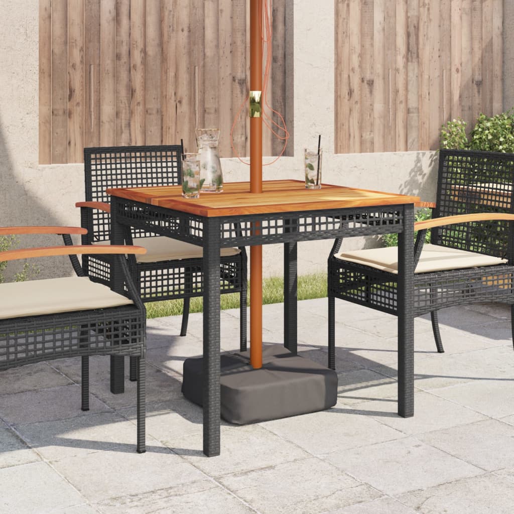 Mesa de jardín ratán sintético madera acacia negro 80x80x75 cm - Vetonek