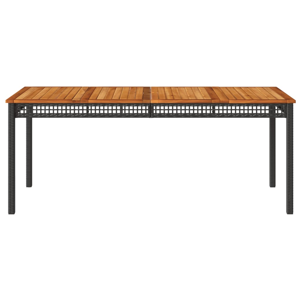 Mesa de jardín ratán sintético madera acacia negro 180x90x75 cm - Vetonek