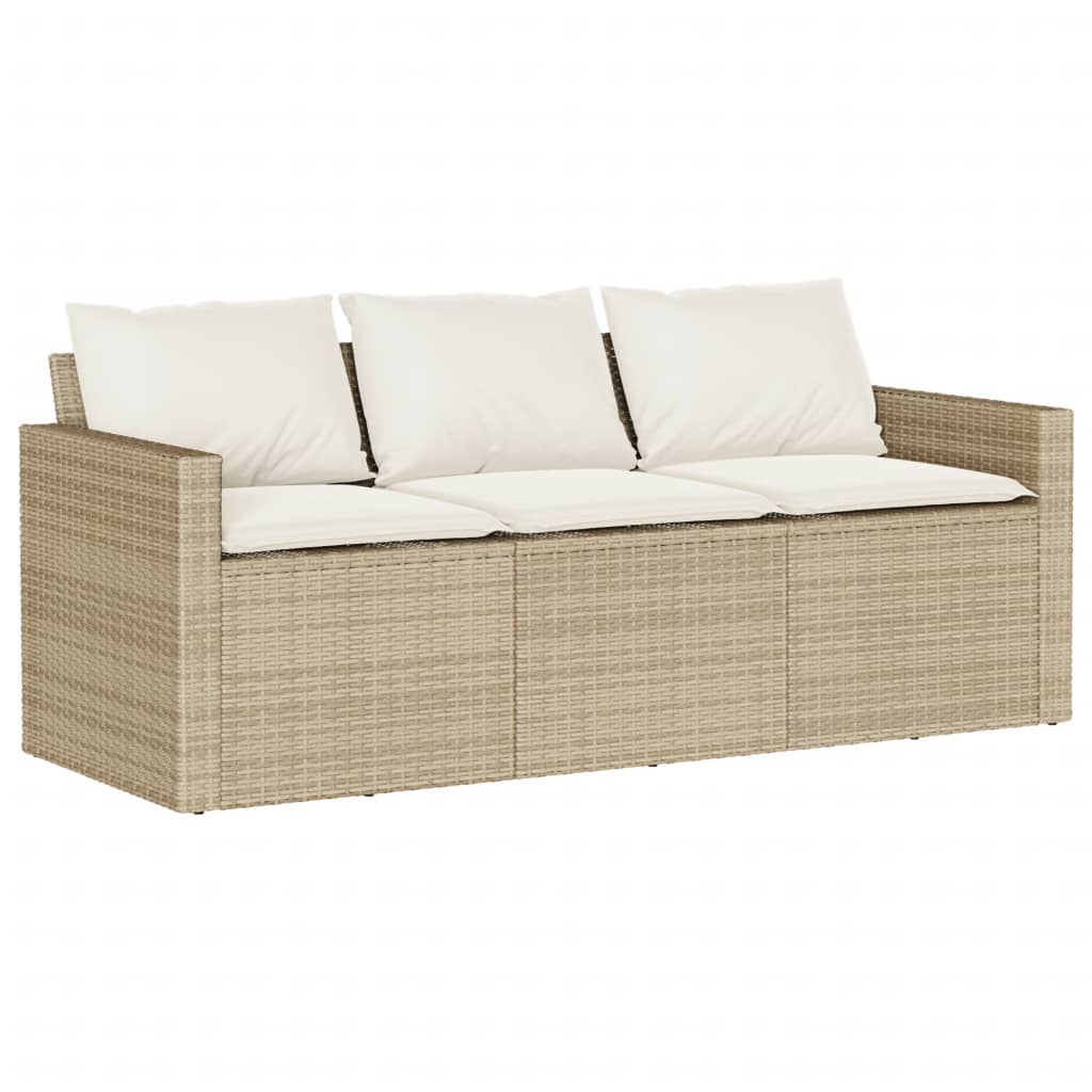 Set comedor de jardín 2 pzas con cojines ratán sintético beige V32