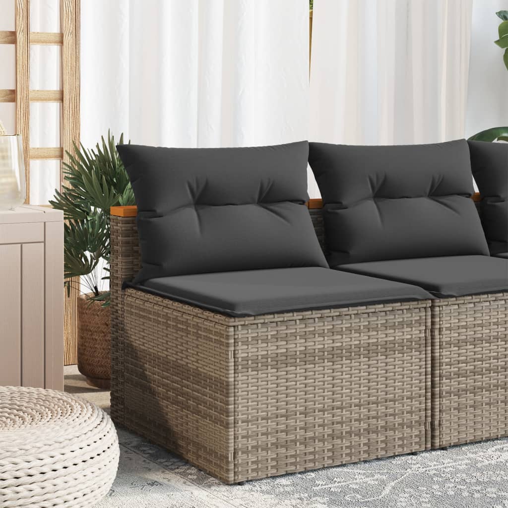 Garden sofa without plating 2 units with cushions ratán pe gray