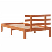 Estructura cama con cabecero madera pino marrón cera 90x190 cm - Vetonek
