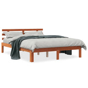 Vetonek Estructura de cama sin colchón madera maciza marrón 135x190 cm