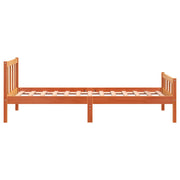 Estructura cama con cabecero madera pino marrón cera 90x190 cm - Vetonek