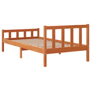 Estructura cama con cabecero madera pino marrón cera 90x190 cm - Vetonek