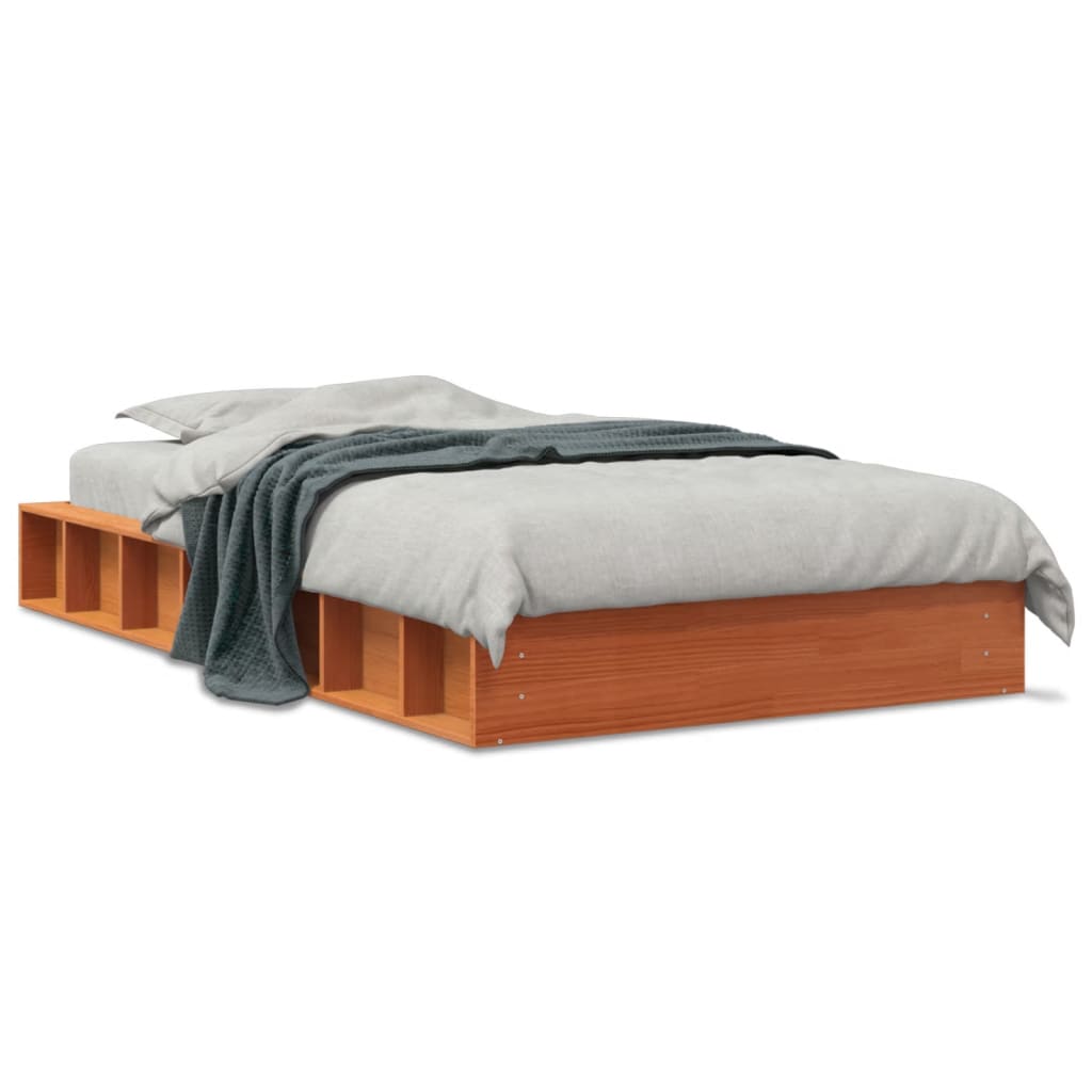 Estructura de cama sin colchón madera maciza marrón 75x190 cm - Vetonek