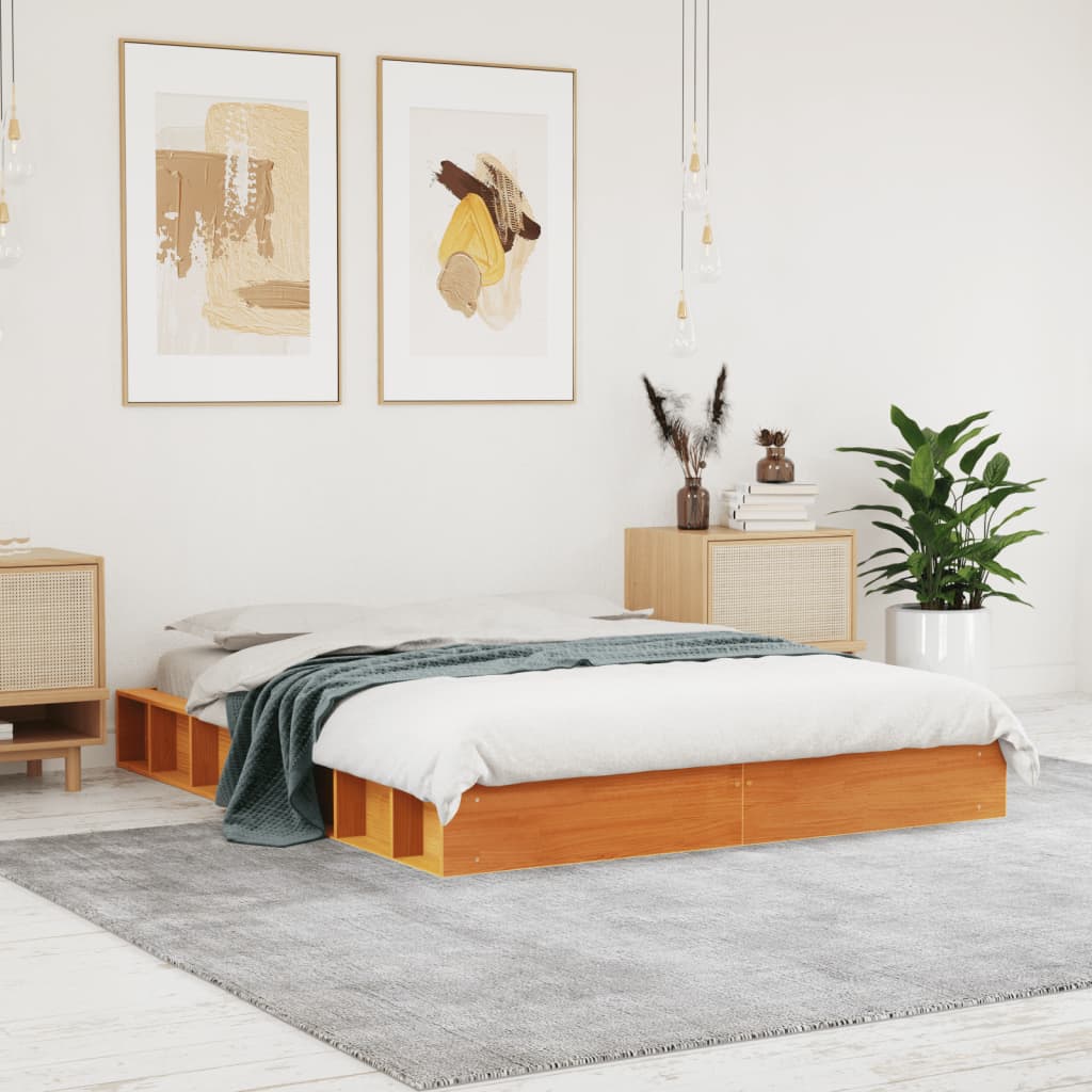 Estructura de cama sin colchón madera maciza marrón 120x190 cm v5259 Vetonek