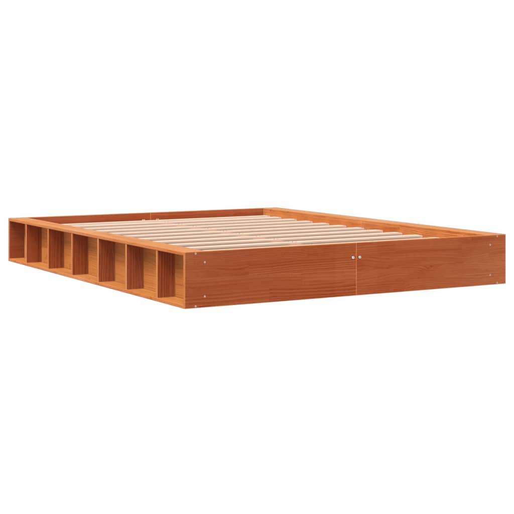 Estructura de cama sin colchón madera maciza marrón 135x190 cm v5266 - Vetonek