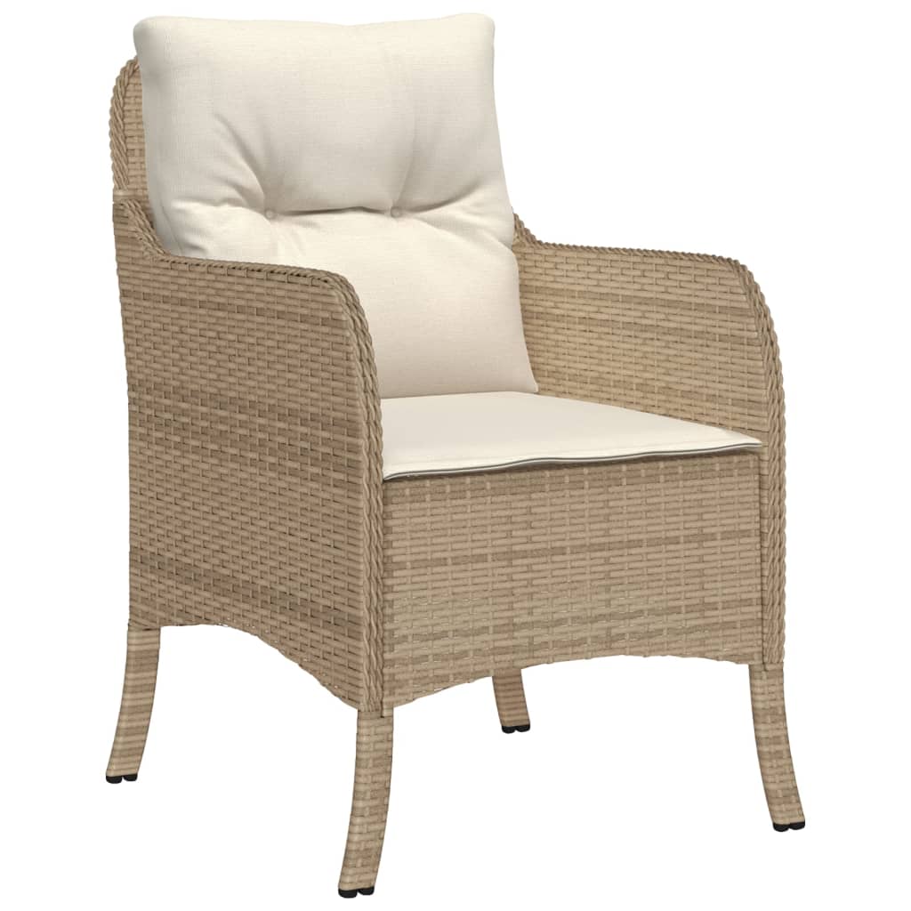 Set da pranzo da giardino 7 pezzi con cuscini sintetici beige