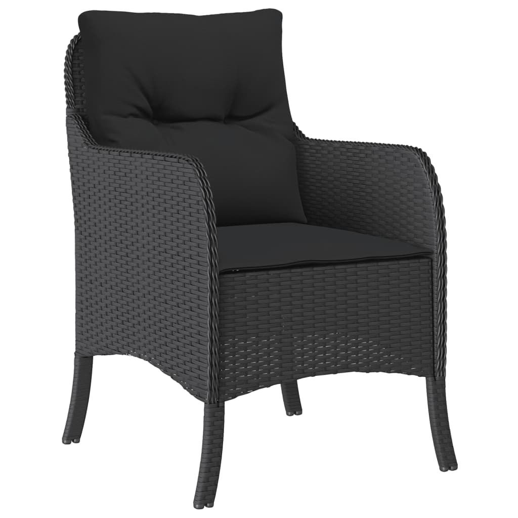 Ensemble de meubles de jardin 5 pcs avec coussins de rotin synthétique noirs