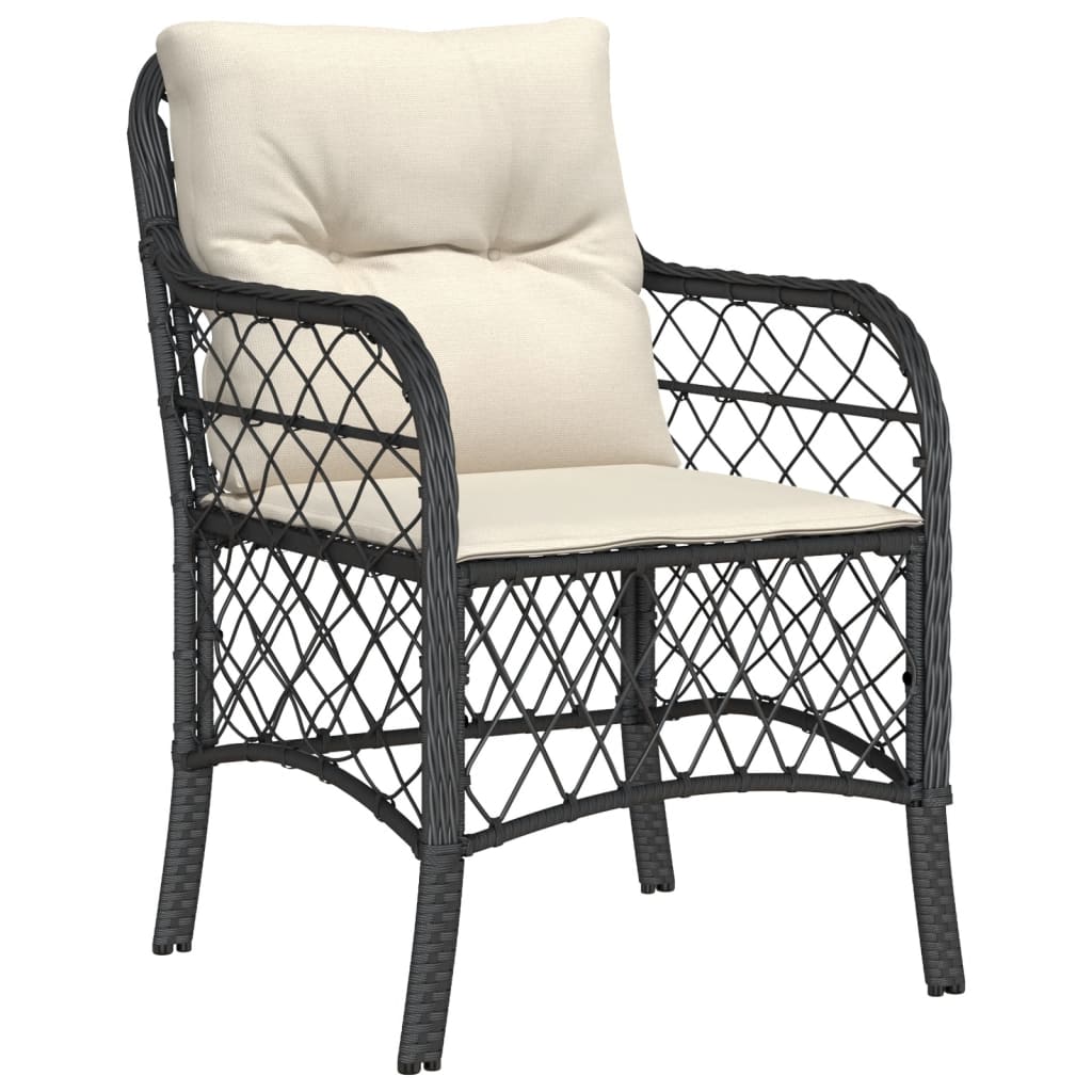 Garden furniture set 5 pcs with black synthetic rattan cushions