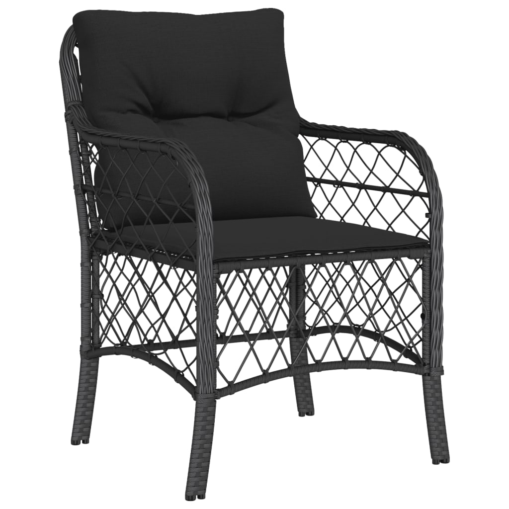 Garden furniture set 5 pcs with black synthetic rattan cushions